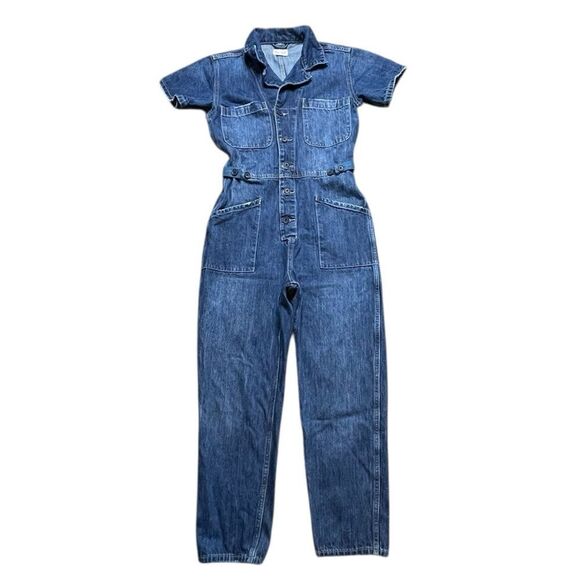 SAINTS & HEARTS Kobe Utility Denim Jumpsuit Blue Size Small - Picture 2 of 13